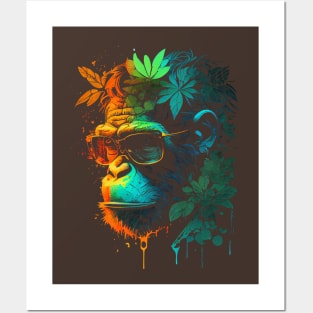 Monkey and Flowers Posters and Art